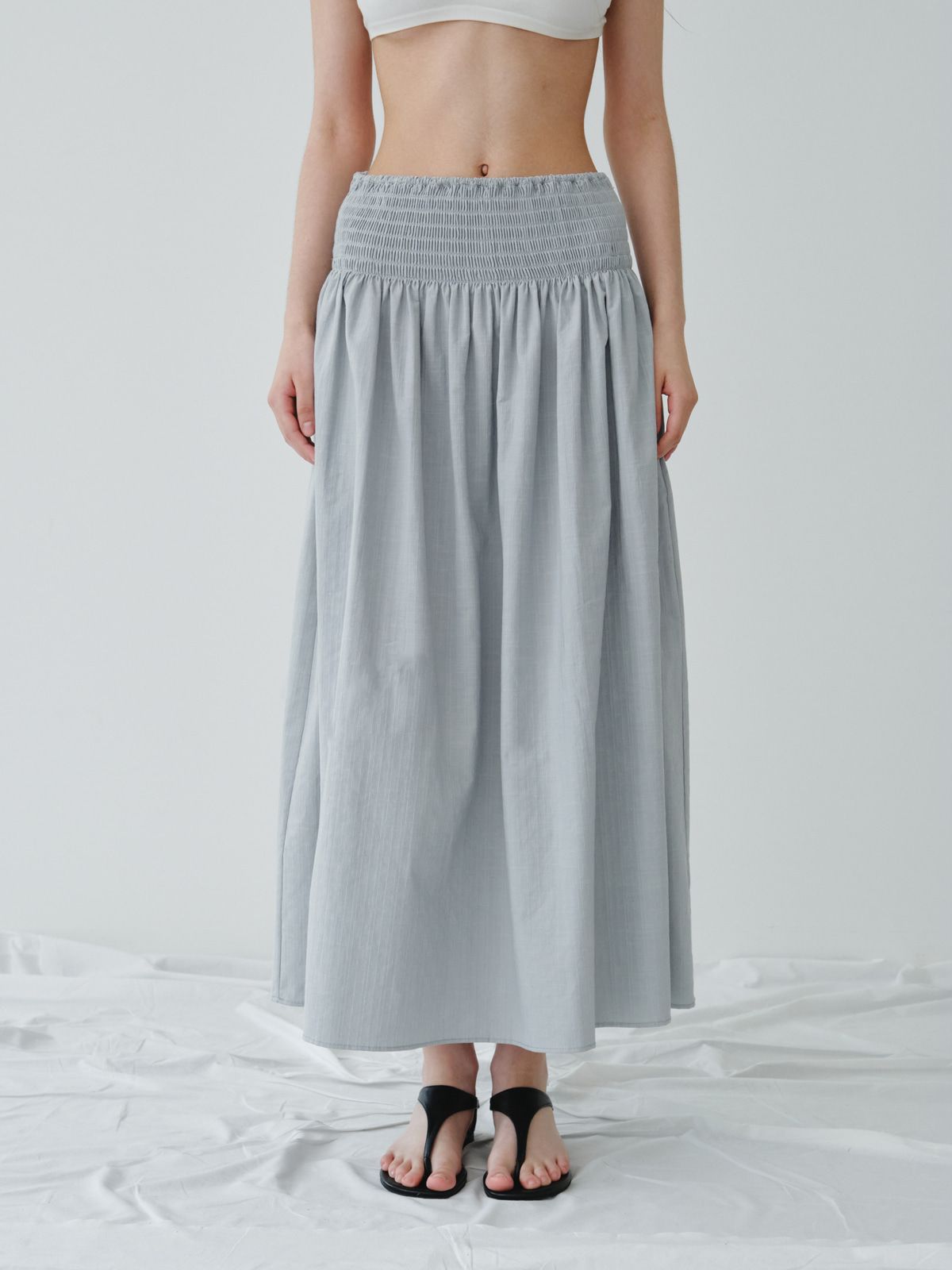 리플레인(REPLAIN) SMOCK BANDING GATHER SKIRT_LIGHT BLUE