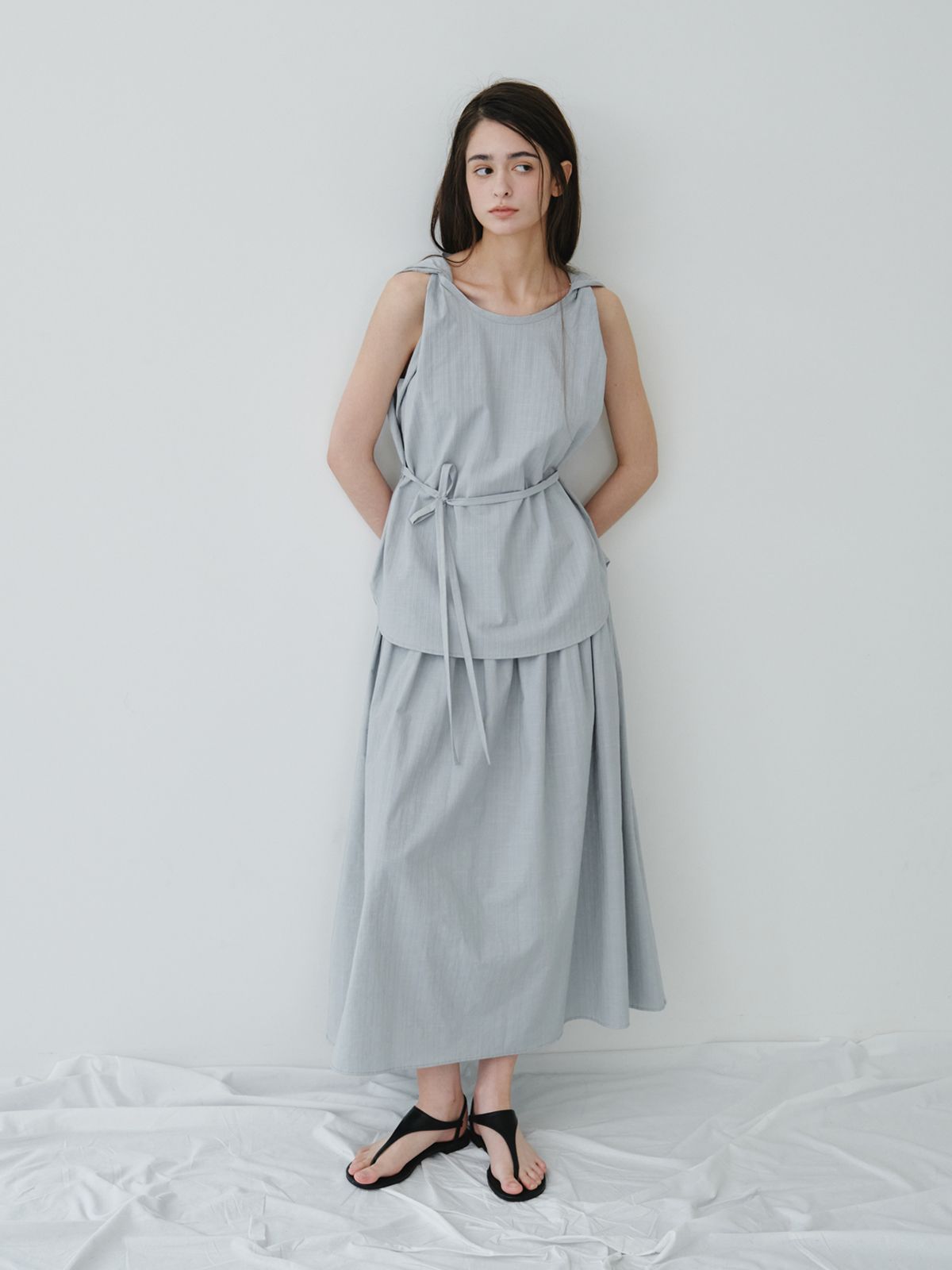 리플레인(REPLAIN) SMOCK BANDING GATHER SKIRT_LIGHT BLUE