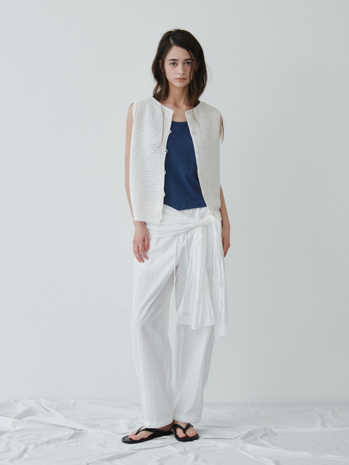 리플레인(REPLAIN) COTTON SLEEVELESS TOP_BLUE
