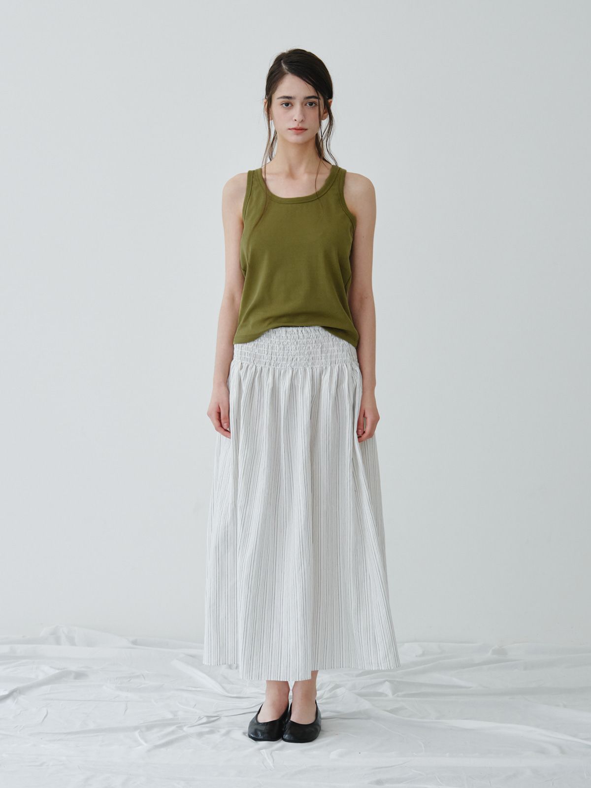 리플레인(REPLAIN) COTTON SLEEVELESS TOP_OLIVE