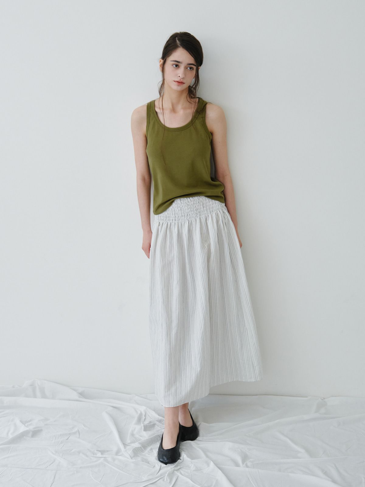 리플레인(REPLAIN) COTTON SLEEVELESS TOP_OLIVE
