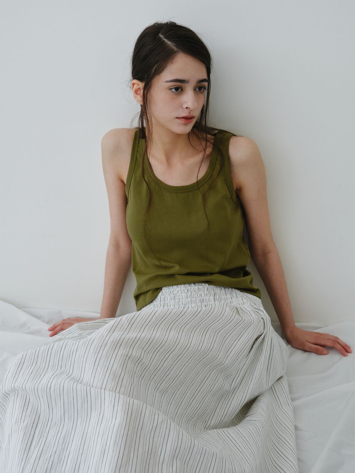리플레인(REPLAIN) COTTON SLEEVELESS TOP_OLIVE