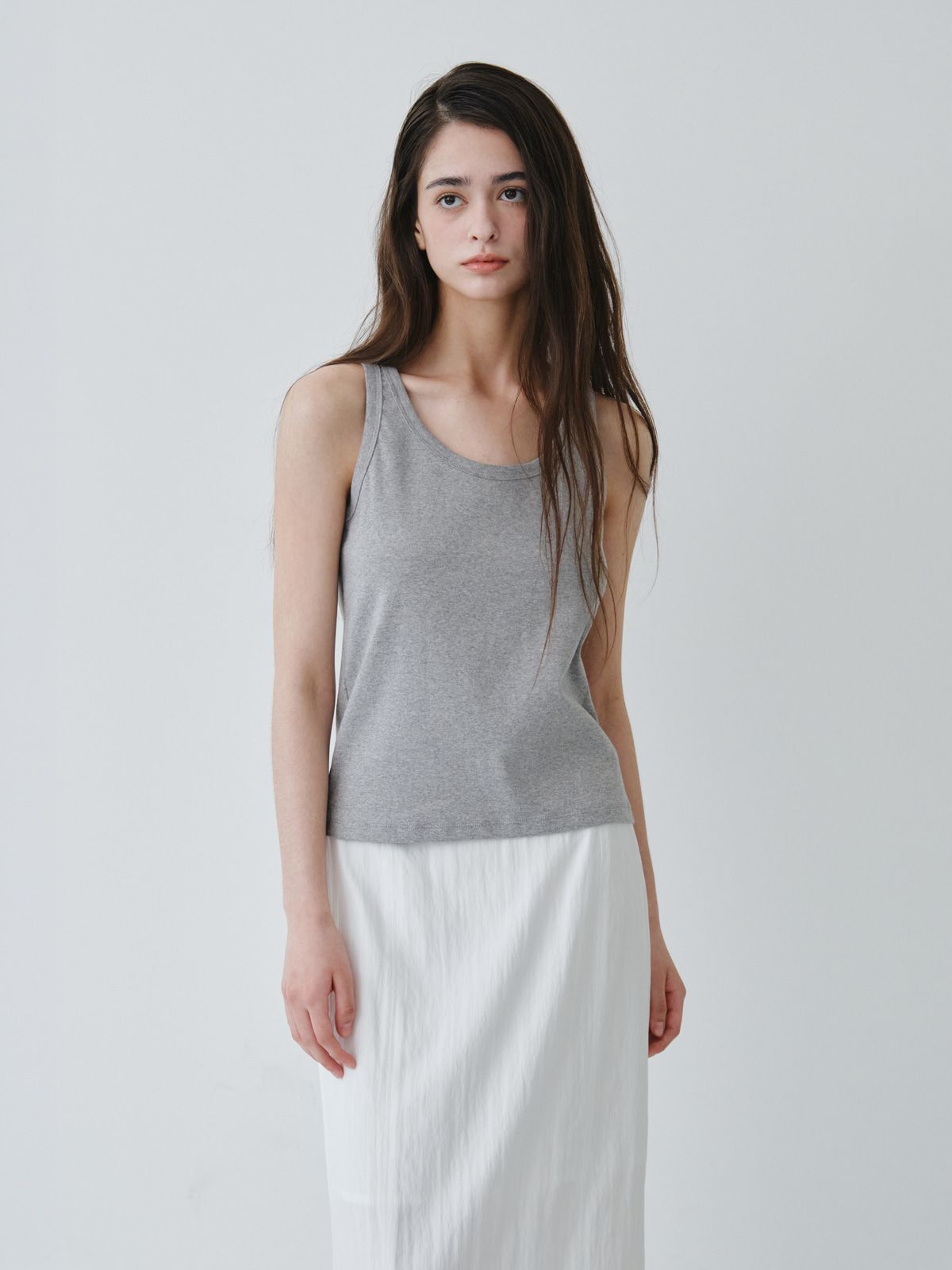 리플레인(REPLAIN) COTTON SLEEVELESS TOP_GREY