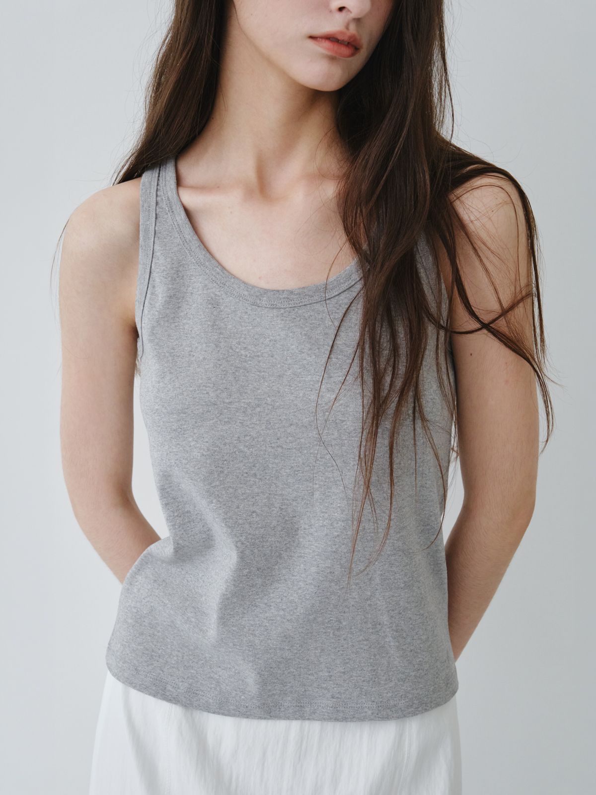 리플레인(REPLAIN) COTTON SLEEVELESS TOP_GREY