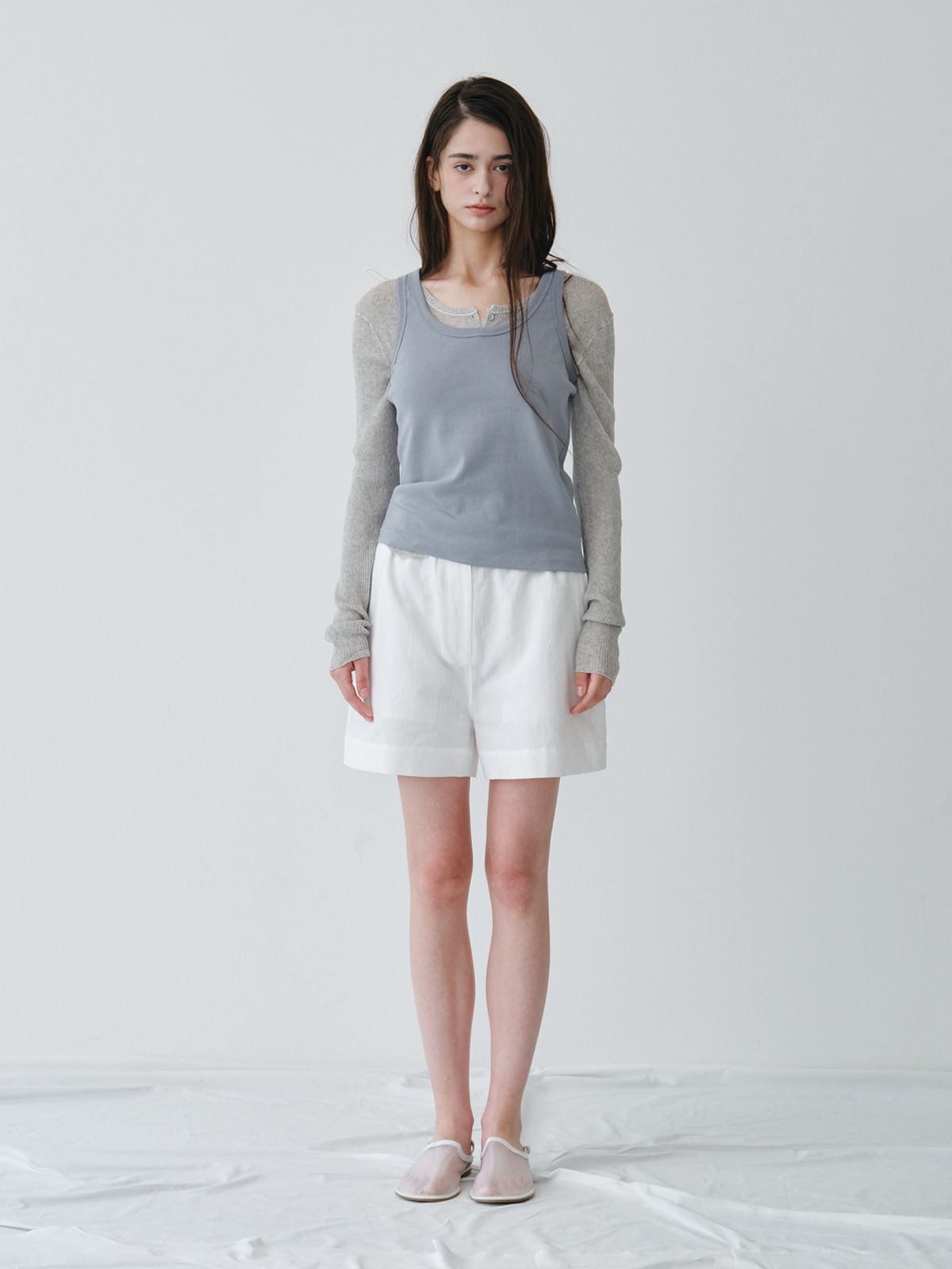 리플레인(REPLAIN) COTTON SLEEVELESS TOP_LIGHT BLUE