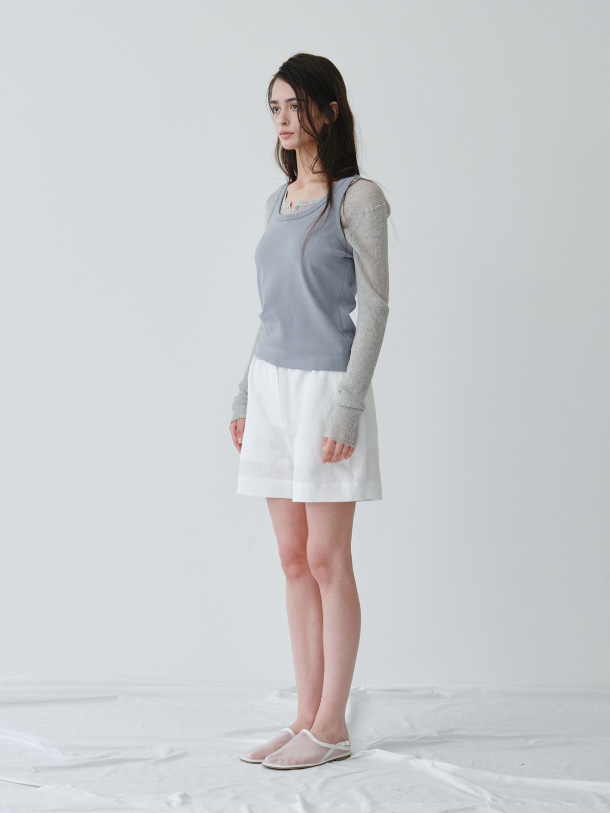 리플레인(REPLAIN) COTTON SLEEVELESS TOP_LIGHT BLUE