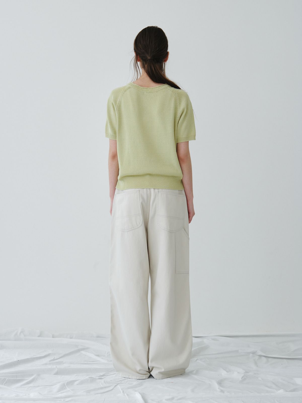 리플레인(REPLAIN) COTTON HALF ROUND KNIT TOP_GREEN