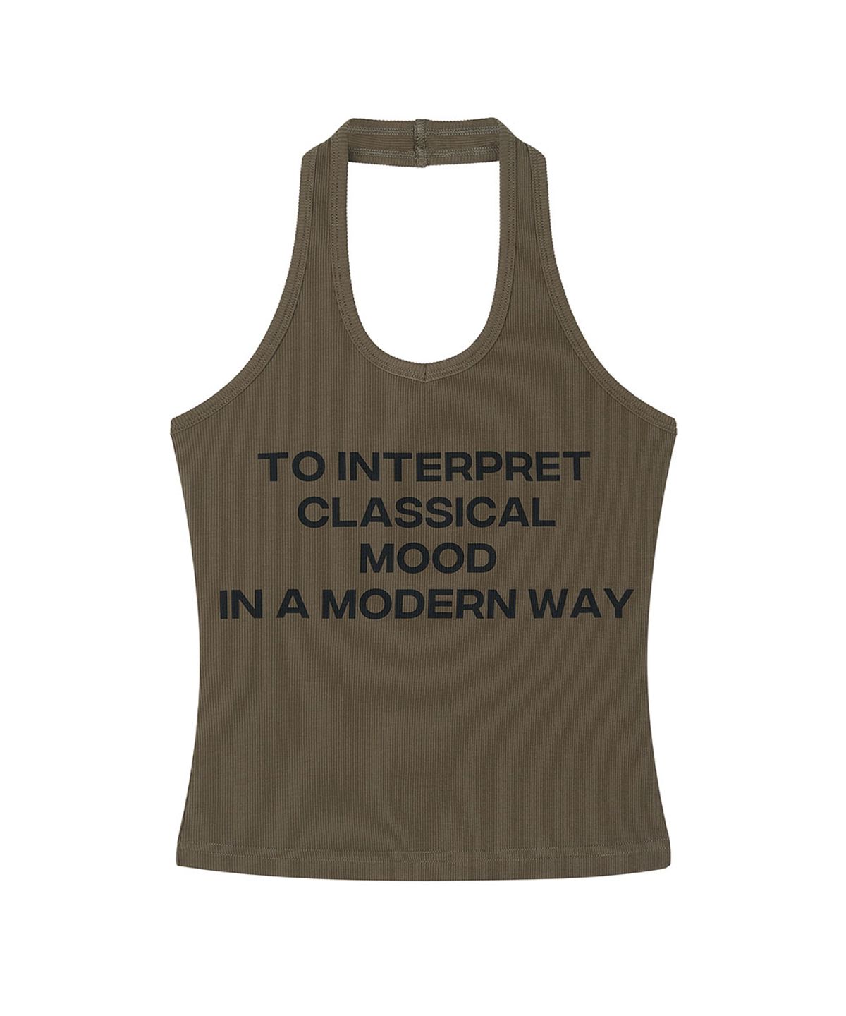 로타입(ROUGHTYPE) Lettering Halterneck Sleeveless - Khaki