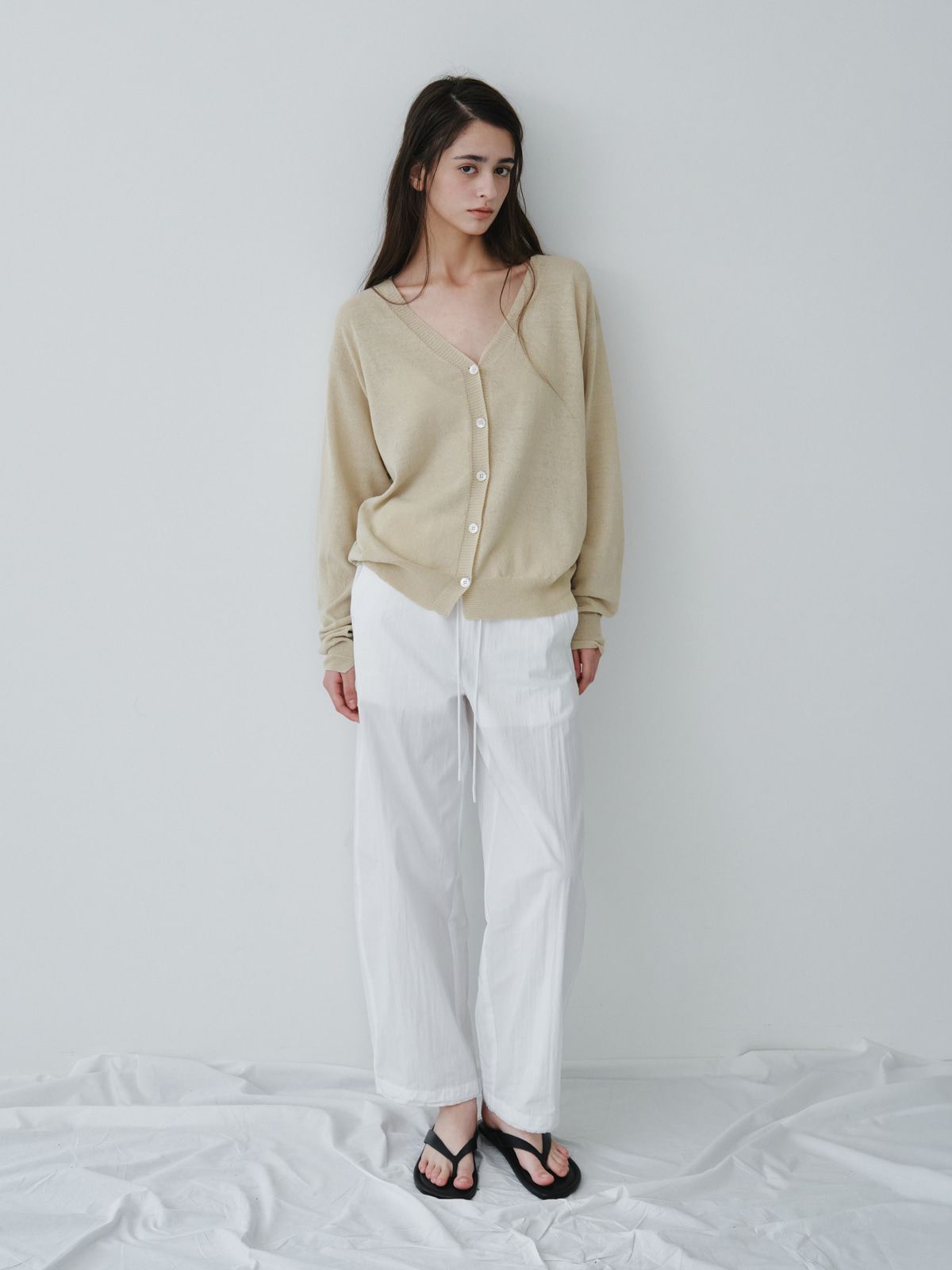 리플레인(REPLAIN) LINEN 2-WAY CARDIGAN_BEIGE