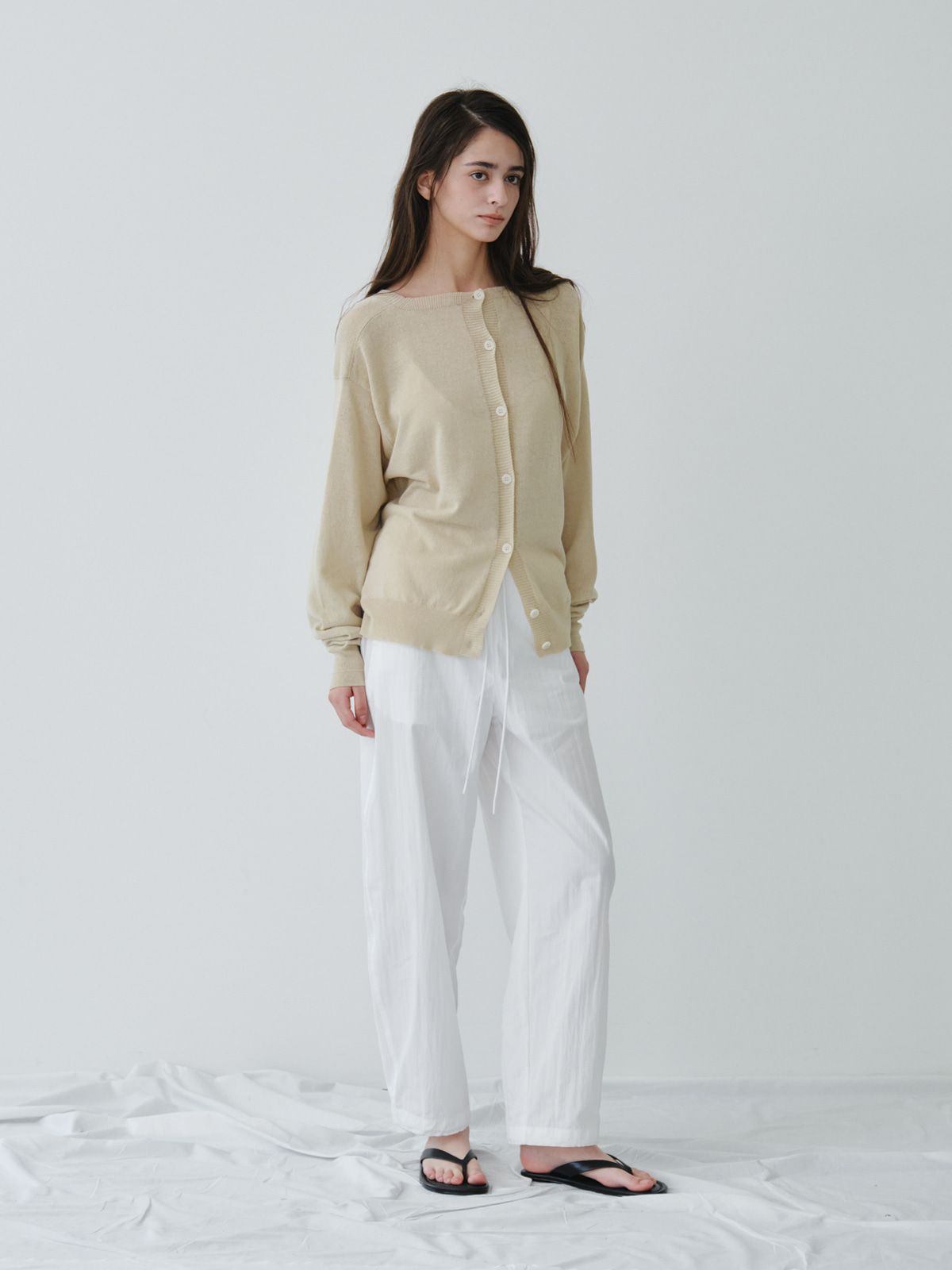 리플레인(REPLAIN) LINEN 2-WAY CARDIGAN_BEIGE