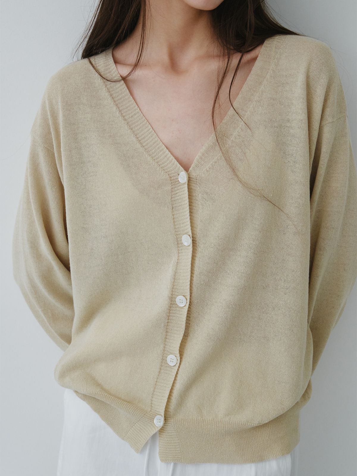 리플레인(REPLAIN) LINEN 2-WAY CARDIGAN_BEIGE