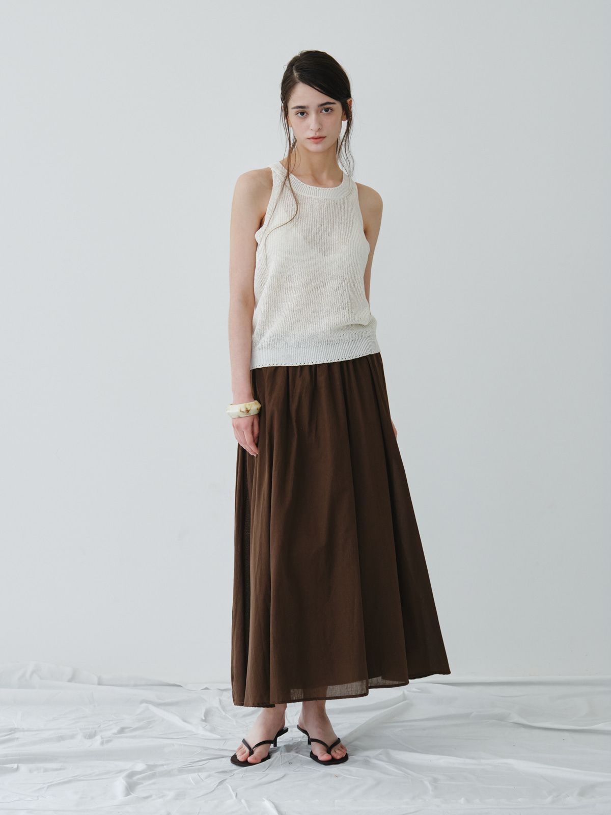리플레인(REPLAIN) LINEN HALTER KNIT TOP_OFF WHITE