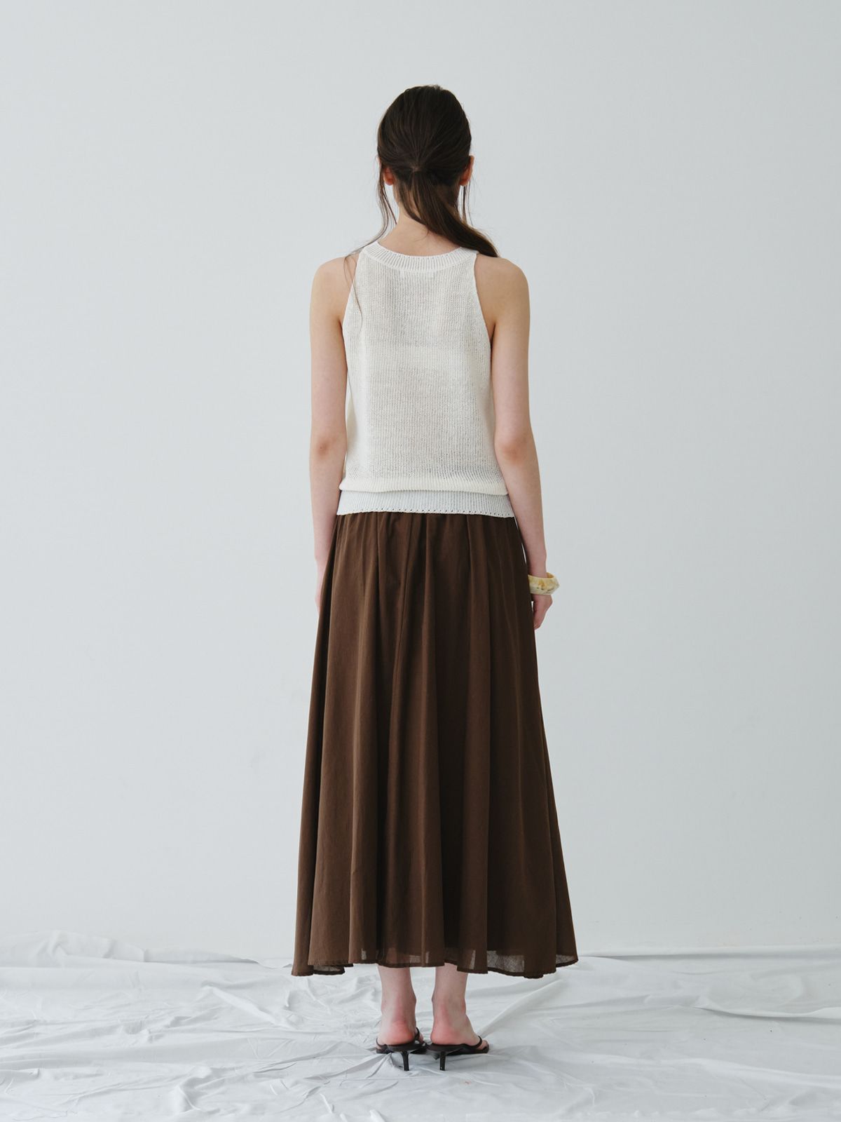 리플레인(REPLAIN) LINEN HALTER KNIT TOP_OFF WHITE