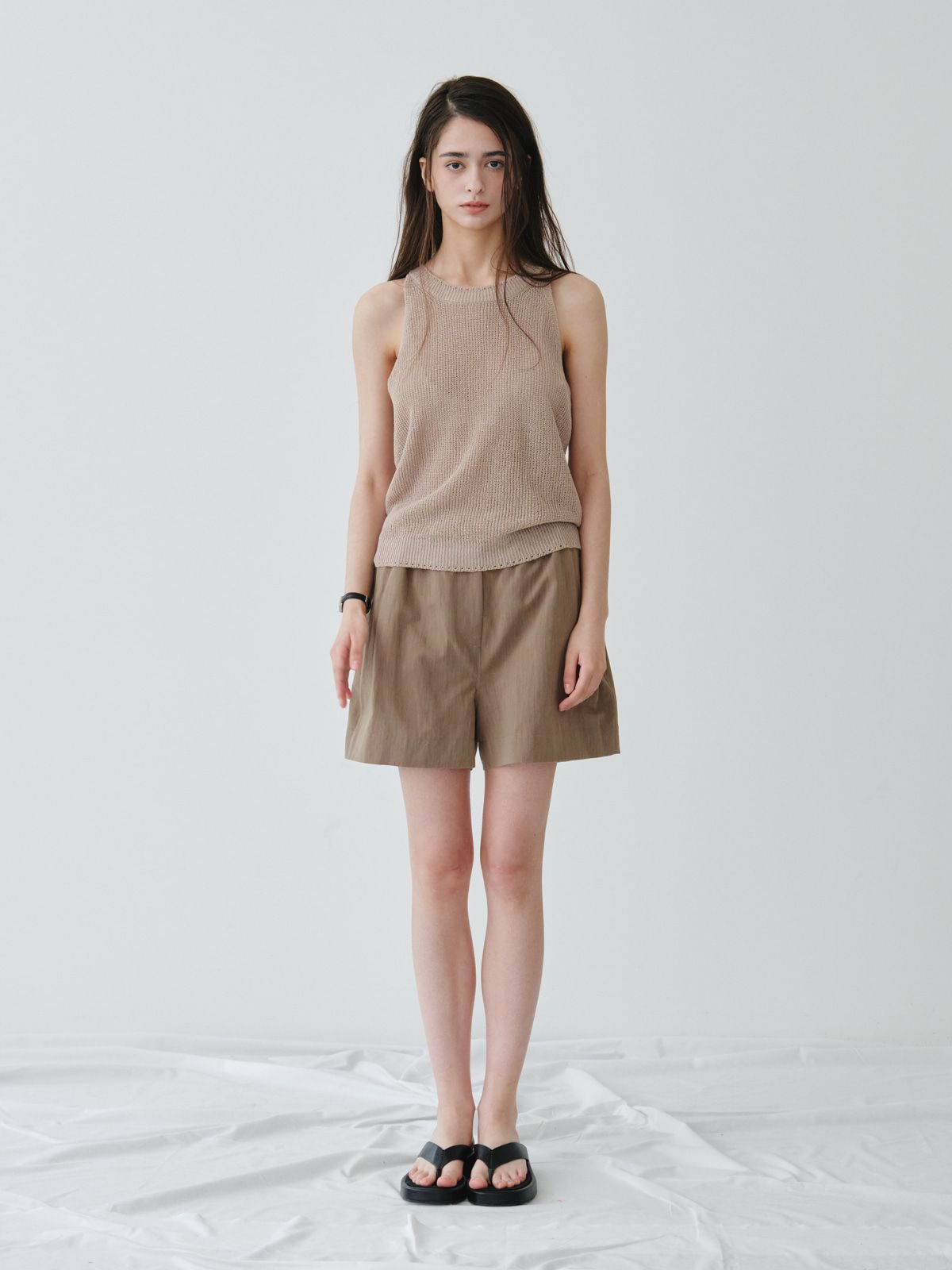 리플레인(REPLAIN) LINEN HALTER KNIT TOP_BEIGE