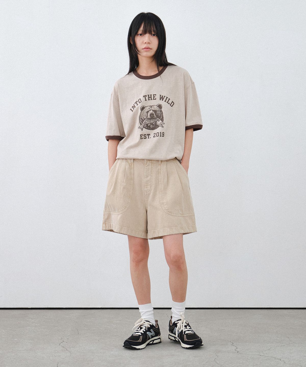 힐리먼트(HELEMENT) 와일드 베어 링거 반팔티 (BEIGE)