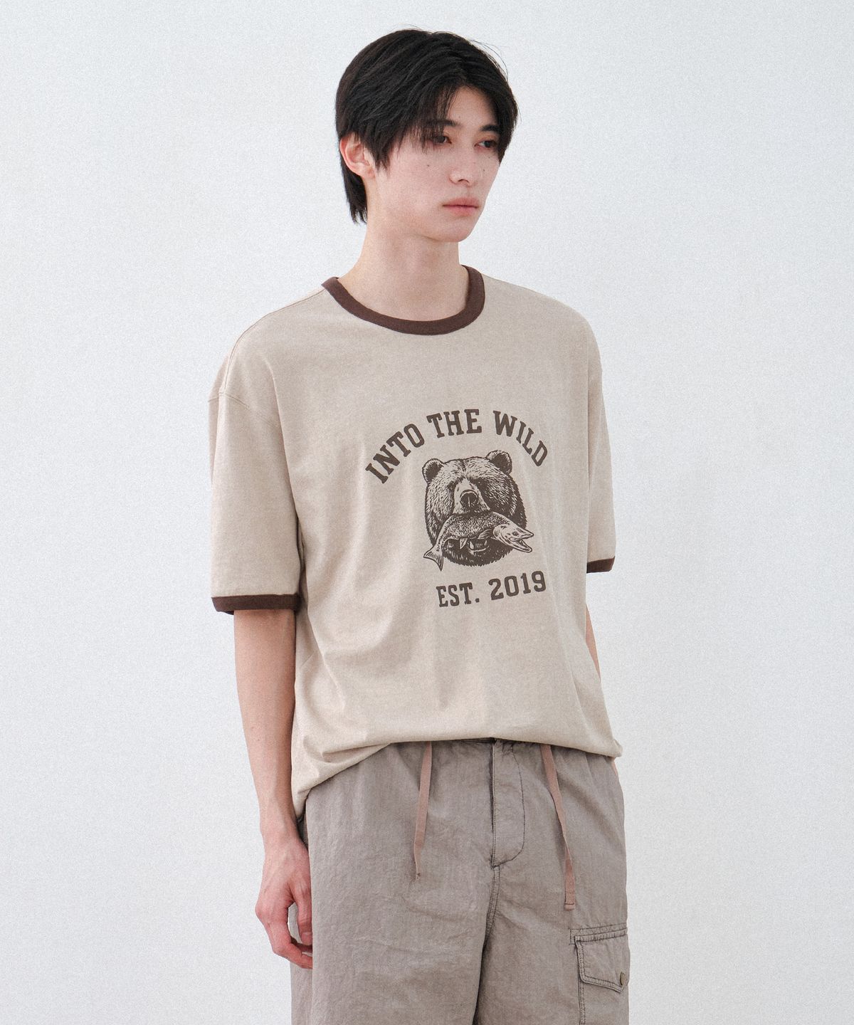 힐리먼트(HELEMENT) 와일드 베어 링거 반팔티 (BEIGE)