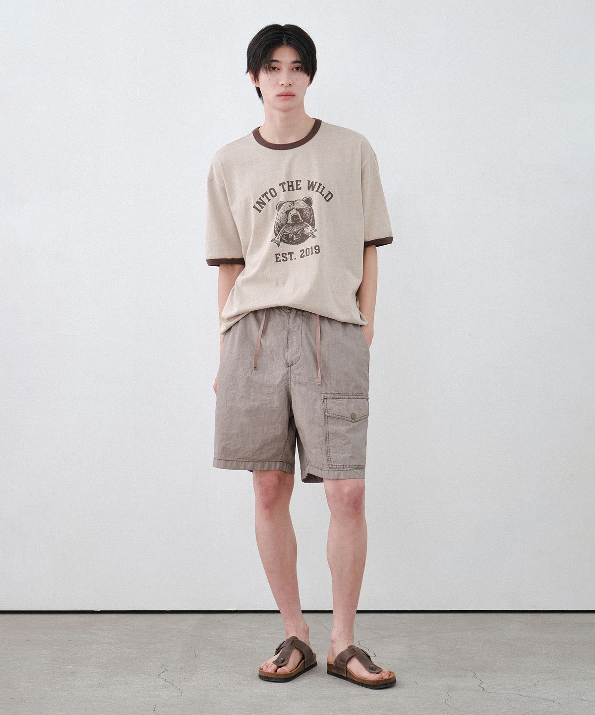 힐리먼트(HELEMENT) 와일드 베어 링거 반팔티 (BEIGE)