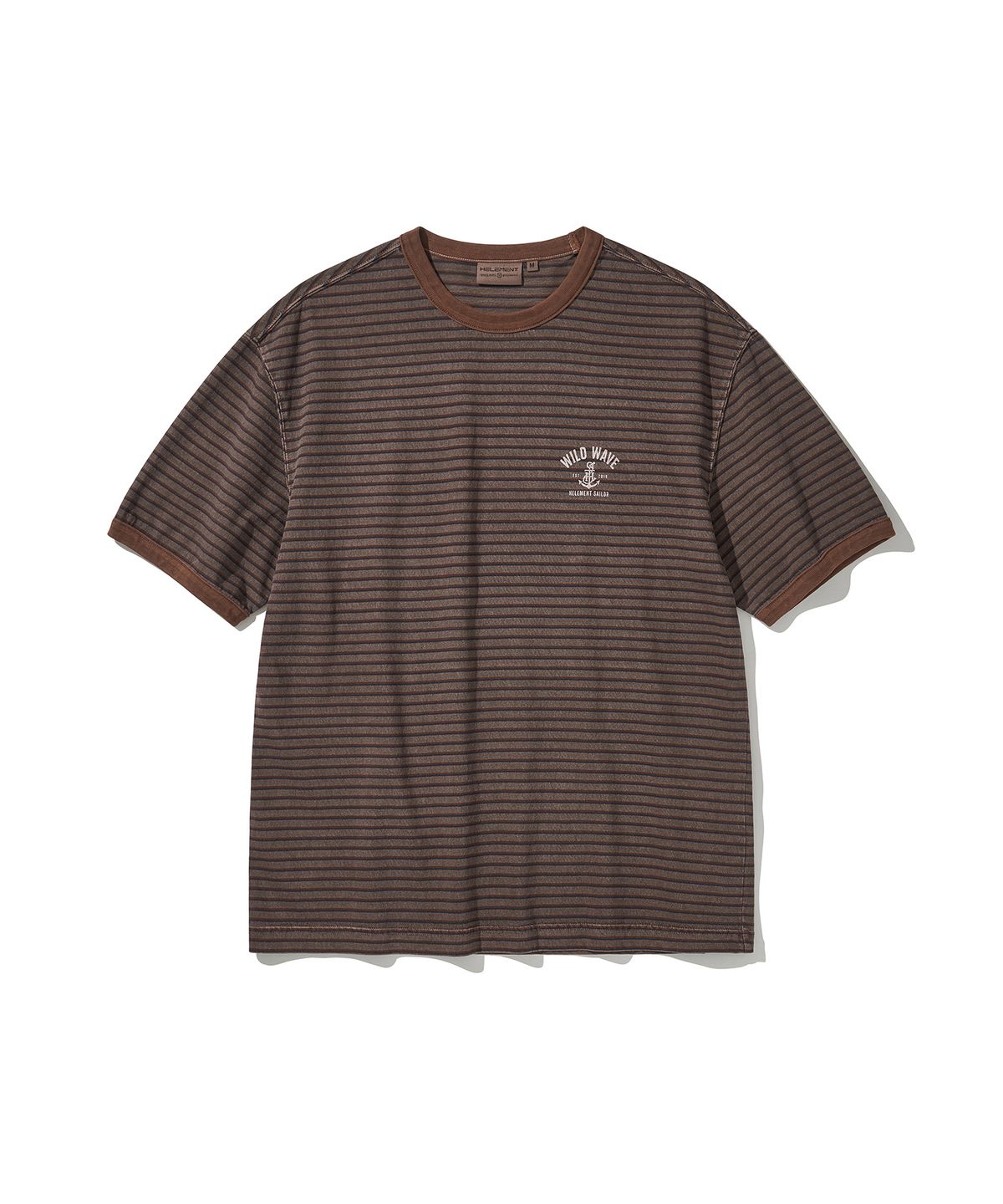 힐리먼트(HELEMENT) 스트라이프 링거 반팔티 (BROWN)