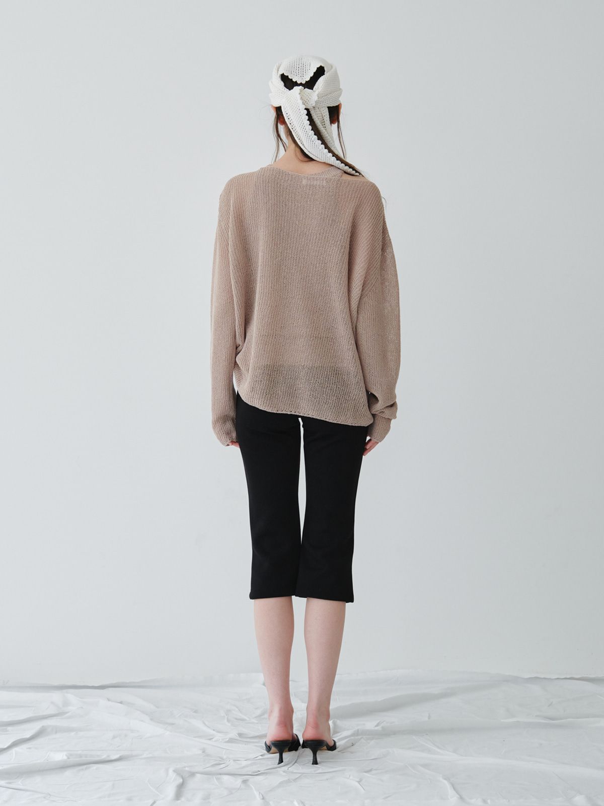 리플레인(REPLAIN) LINEN LONG SLEEVE KNIT TOP_BEIGE