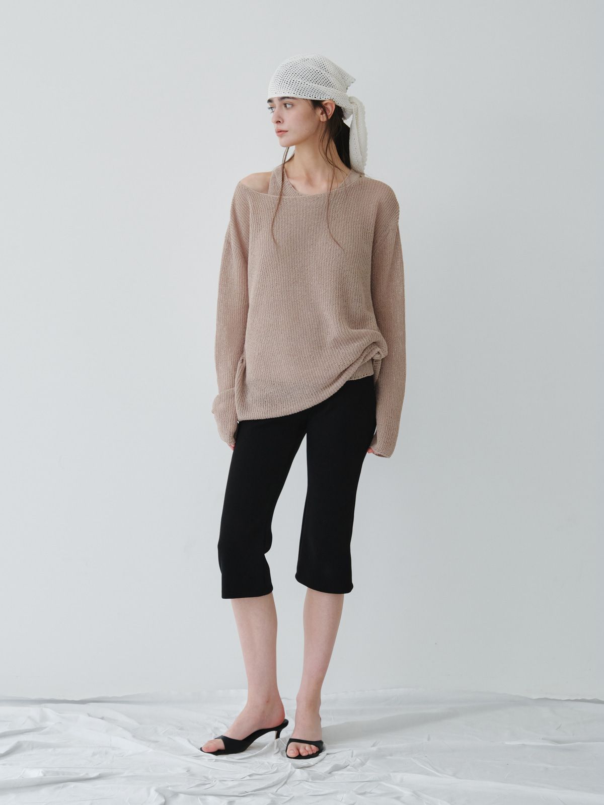 리플레인(REPLAIN) LINEN LONG SLEEVE KNIT TOP_BEIGE
