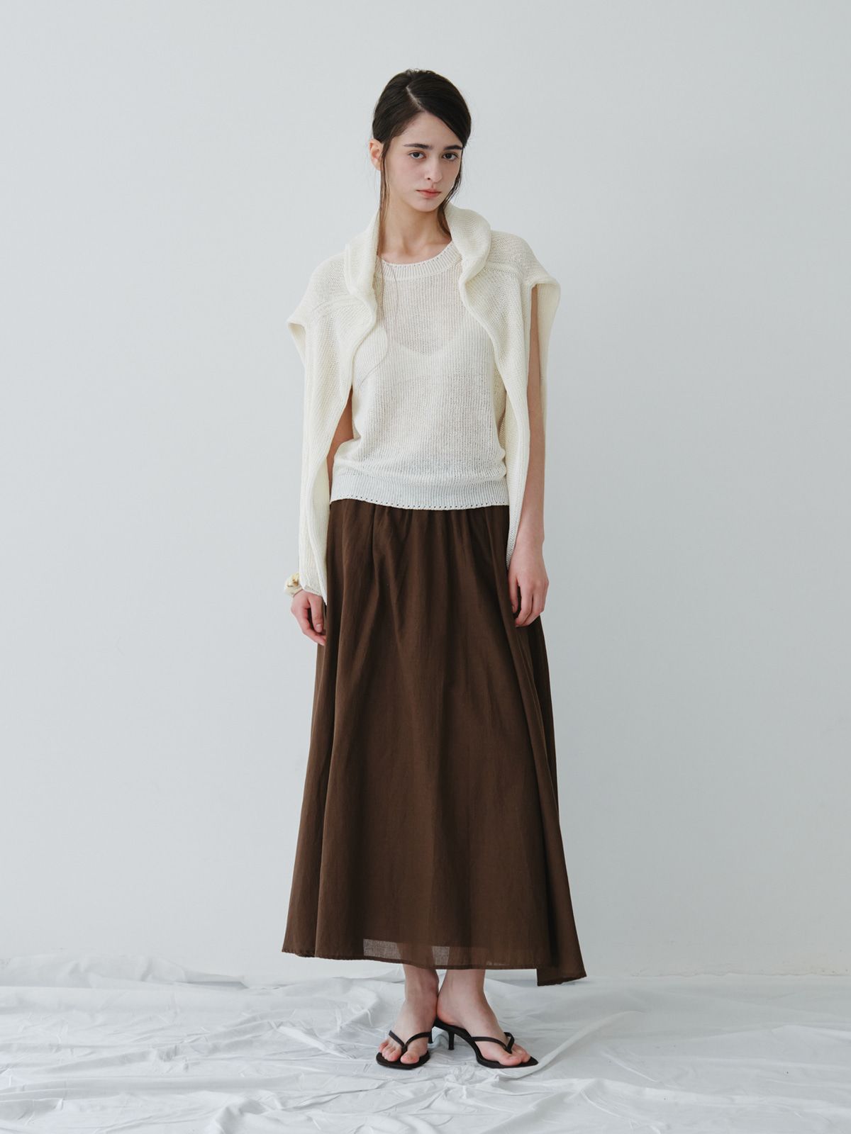 리플레인(REPLAIN) LINEN LONG SLEEVE KNIT TOP_OFF WHITE
