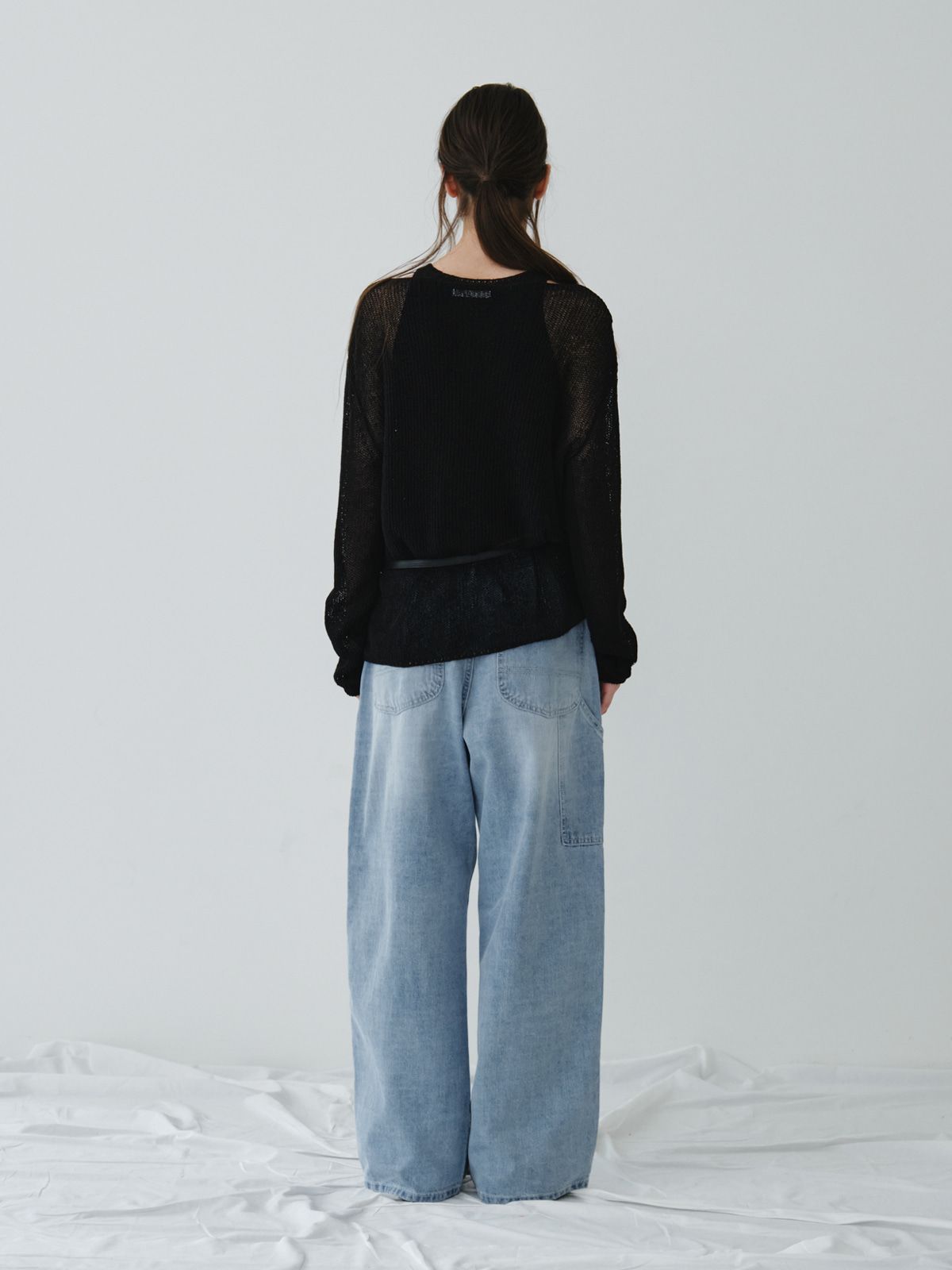 리플레인(REPLAIN) LINEN LONG SLEEVE KNIT TOP_BLACK