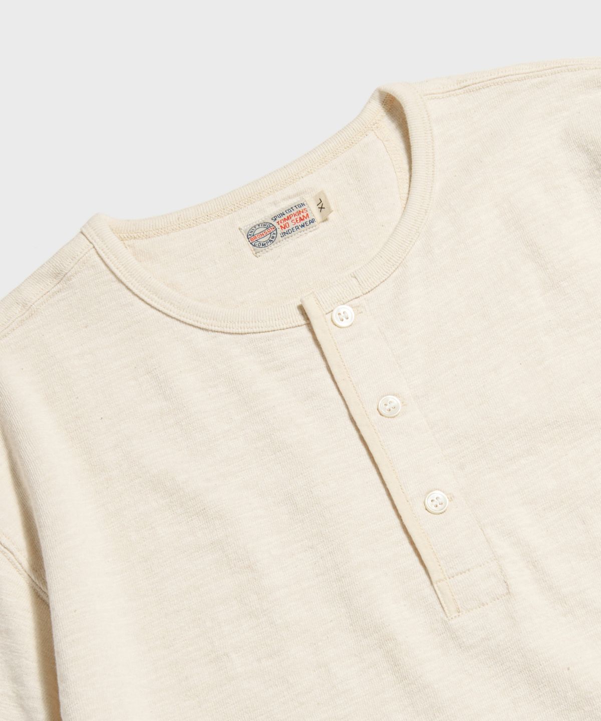 브론슨(BRONSON) Tompkins Loopwheeled Tubular Henley Tee Apricot