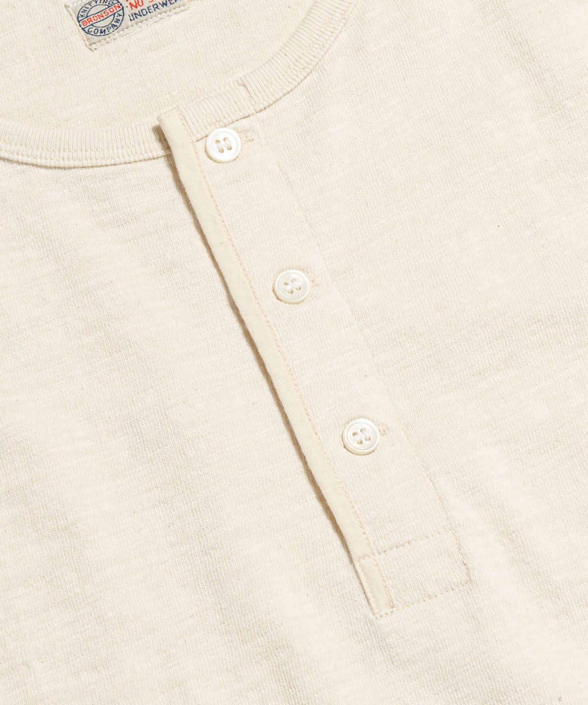 브론슨(BRONSON) Tompkins Loopwheeled Tubular Henley Tee Apricot