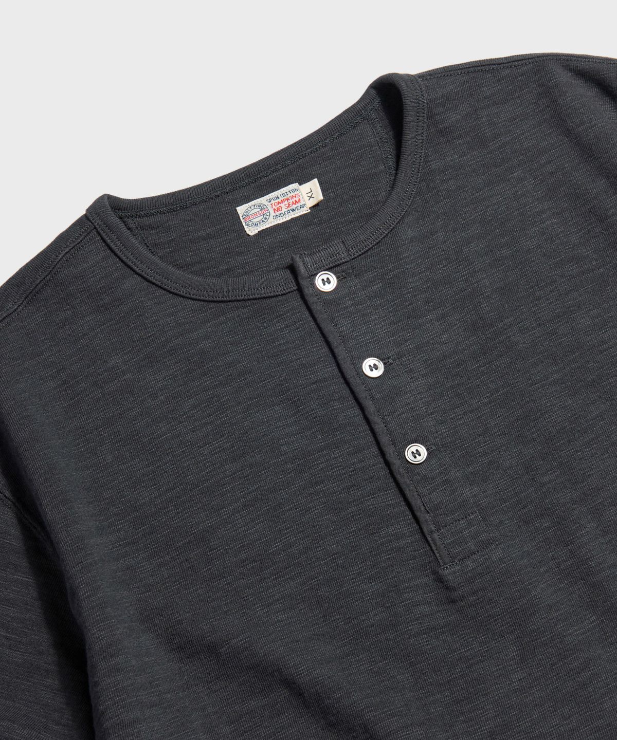 브론슨(BRONSON) Tompkins Loopwheeled Tubular Henley Tee Black