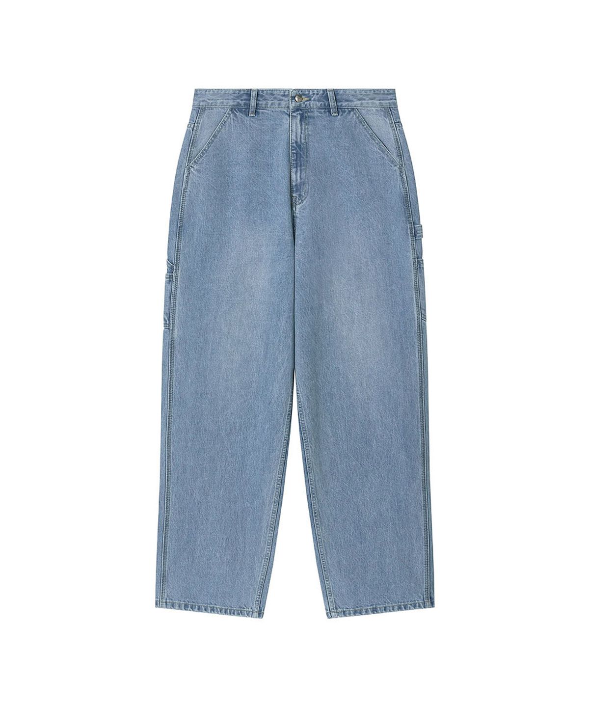 로타입(ROUGHTYPE) Work Drop-line Denim Pants - Light blue