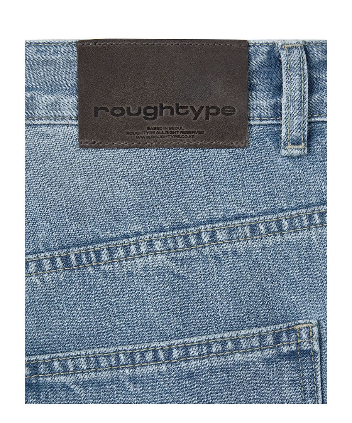 로타입(ROUGHTYPE) Work Drop-line Denim Pants - Light blue