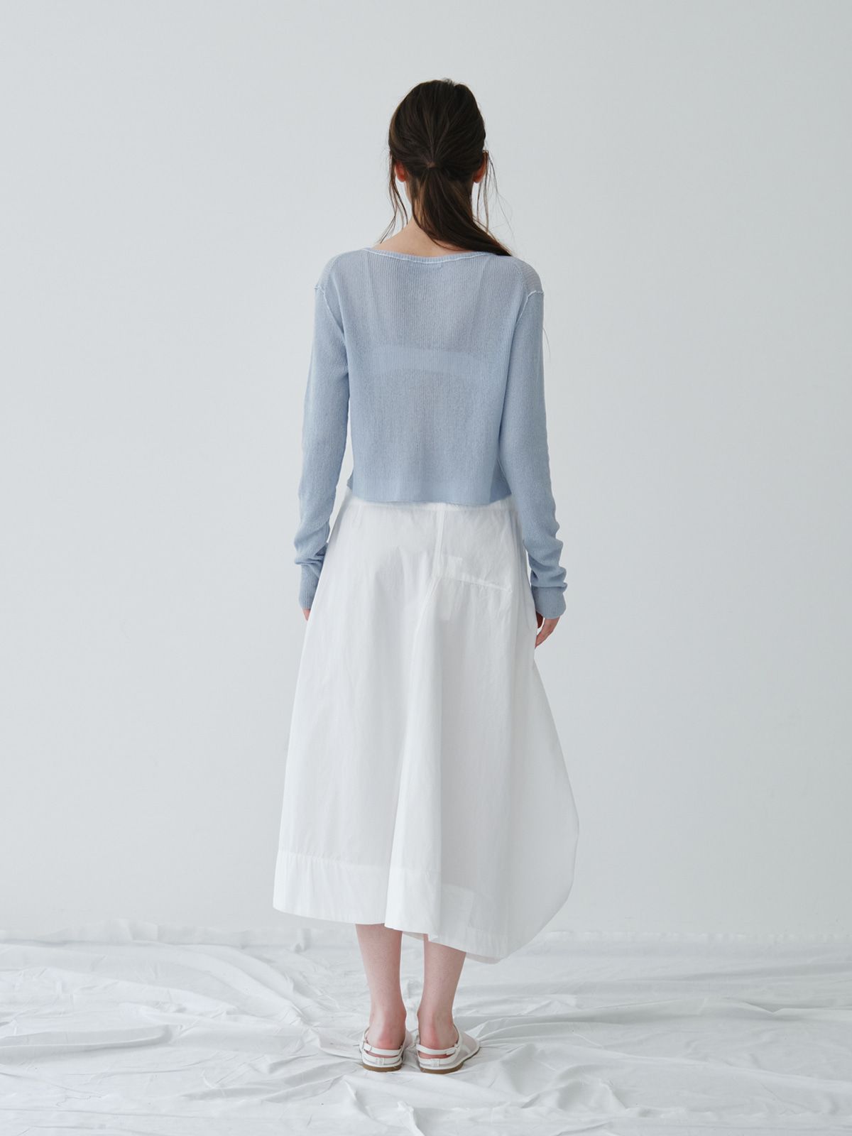 리플레인(REPLAIN) LINEN SHEER RIB CARDIGAN_LIGHT BLUE