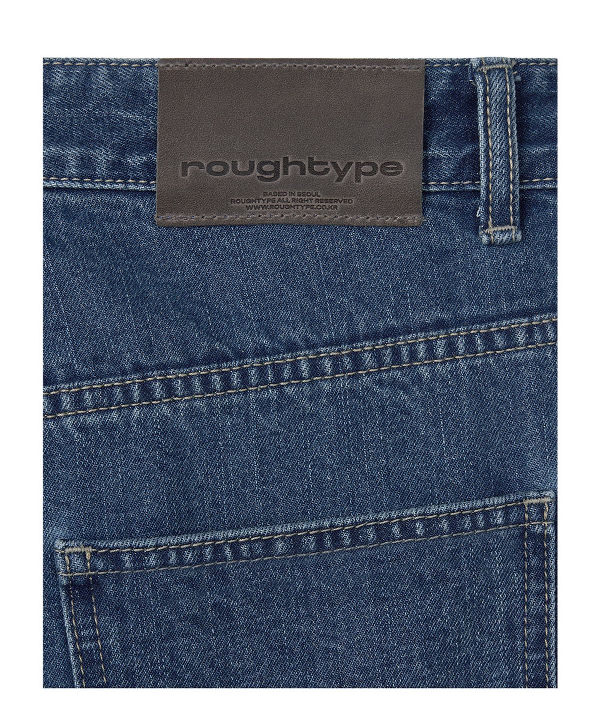 로타입(ROUGHTYPE) Work Drop-line Denim Pants - Mid blue