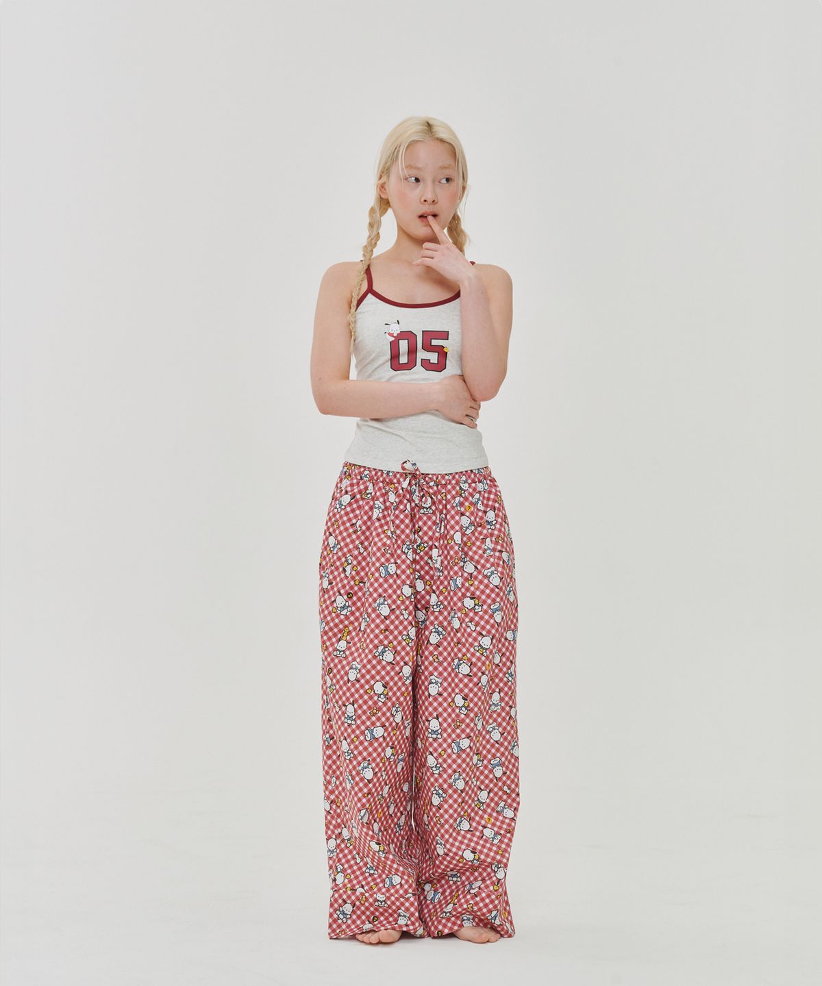 오끼뜨(OGGITT) (uni)포차코 도미토리 팬츠 체리레드