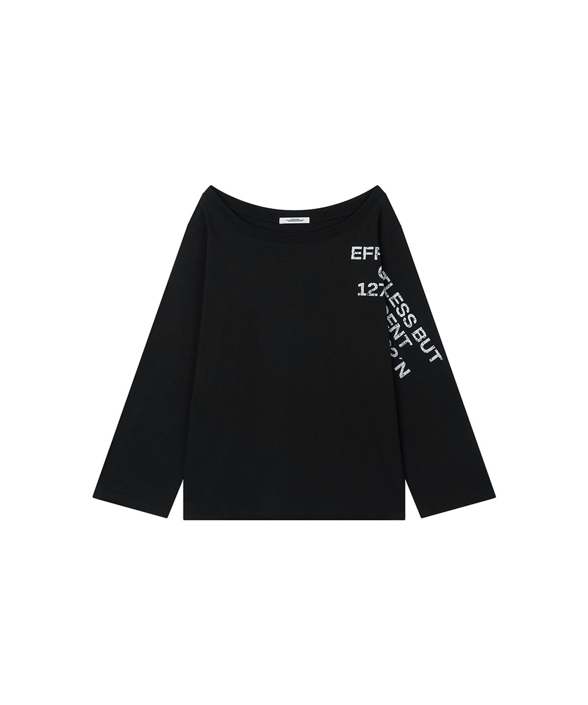 로타입(ROUGHTYPE) Off-Shoulder Crack Logo Long-sleeve - Black