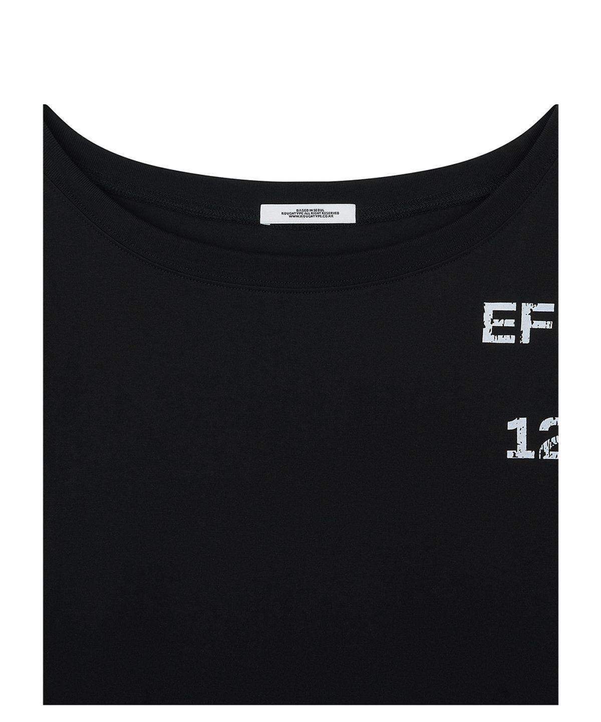 로타입(ROUGHTYPE) Off-Shoulder Crack Logo Long-sleeve - Black