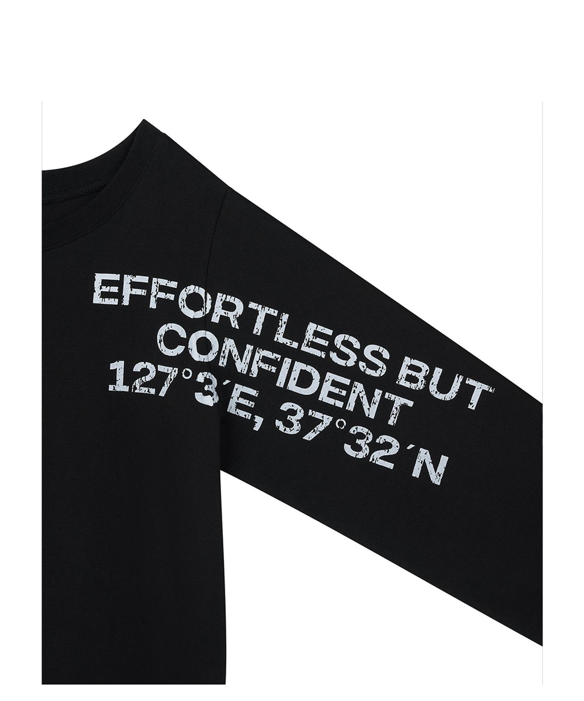 로타입(ROUGHTYPE) Off-Shoulder Crack Logo Long-sleeve - Black