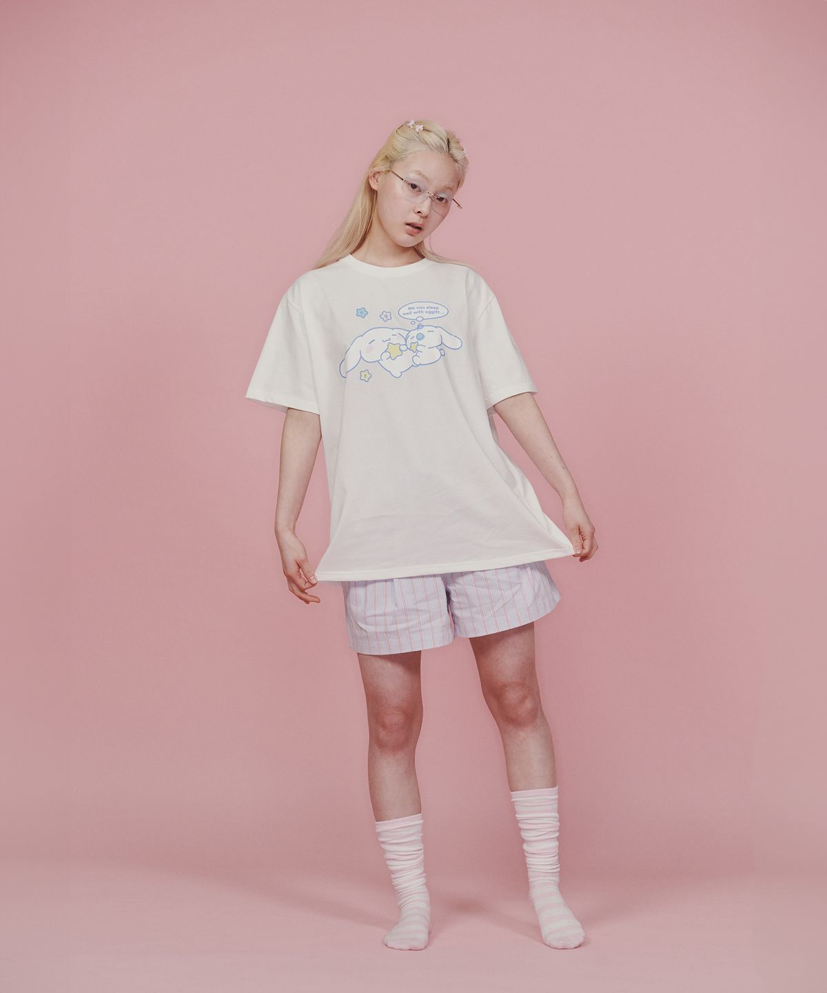 오끼뜨(OGGITT) (uni)시나모롤 굿나잇 티셔츠 화이트
