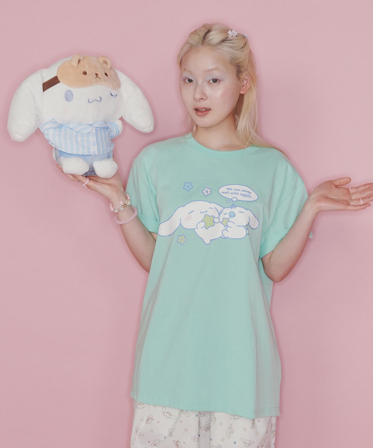 오끼뜨(OGGITT) (uni)시나모롤 굿나잇 티셔츠 민트