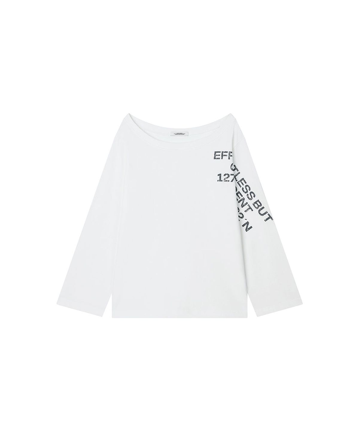 로타입(ROUGHTYPE) Off-Shoulder Crack Logo Long-sleeve - White