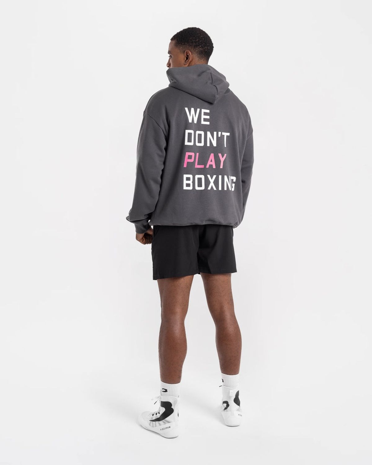 복스로(BOXRAW) We Dont Play Boxing 후디 - 남성 M BXRW-U-WDPBH [그레이/핑크]