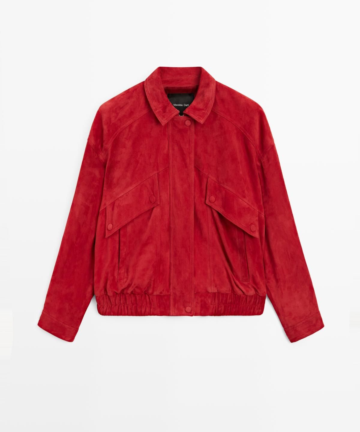 마시모두띠(MASSIMO DUTTI) 스웨이드 레더 포켓 디테일 봄버 재킷