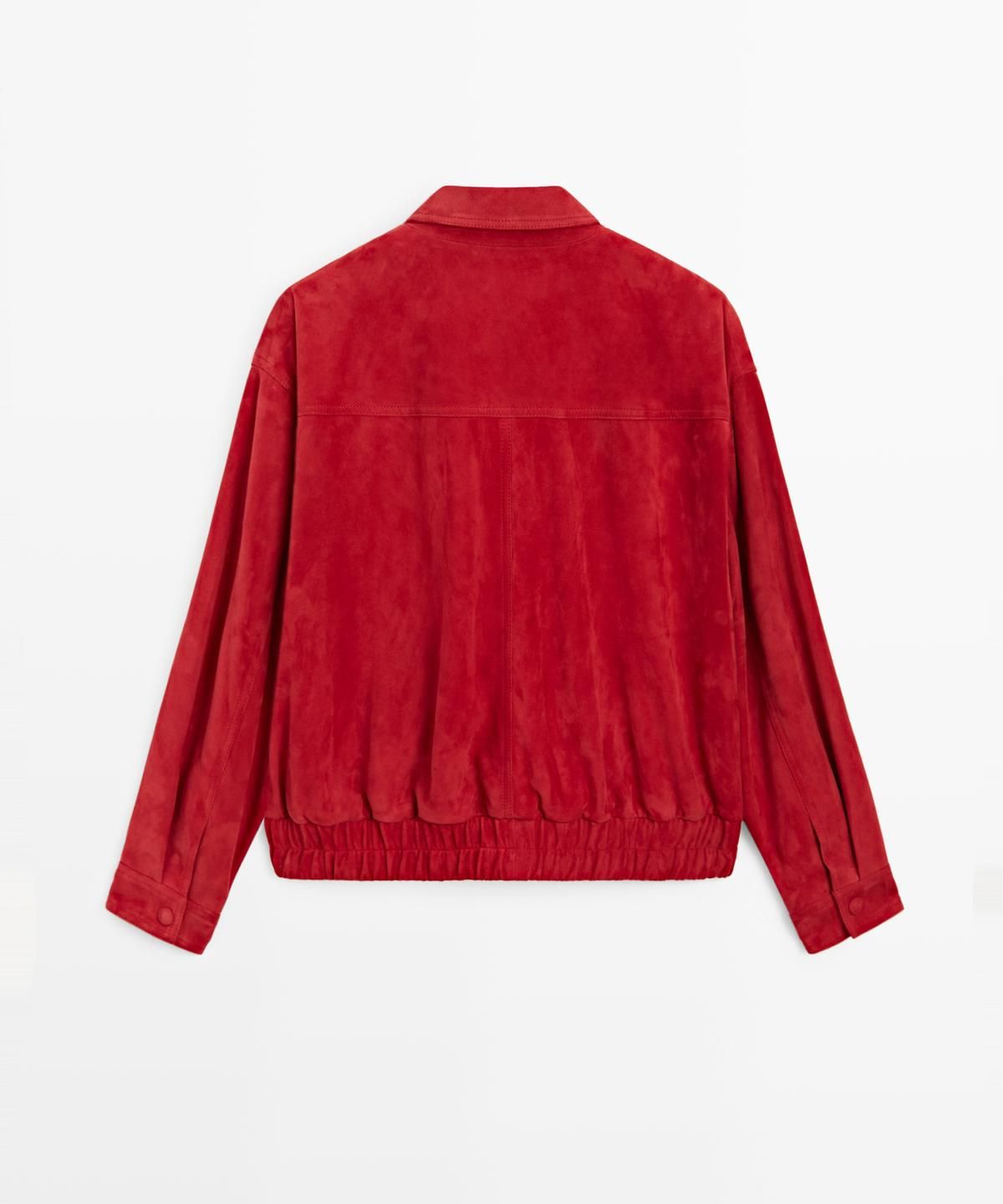 마시모두띠(MASSIMO DUTTI) 스웨이드 레더 포켓 디테일 봄버 재킷
