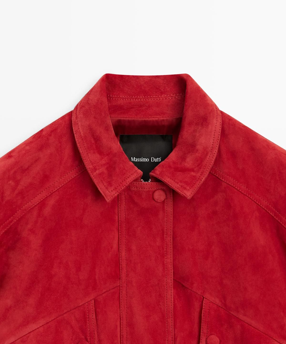 마시모두띠(MASSIMO DUTTI) 스웨이드 레더 포켓 디테일 봄버 재킷