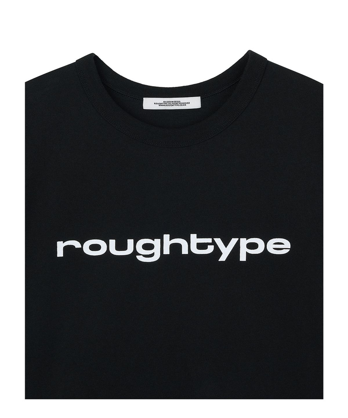 로타입(ROUGHTYPE) Signature Crop Short-sleeved T-shirt - Black