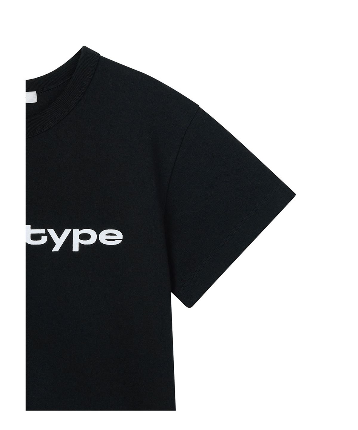 로타입(ROUGHTYPE) Signature Crop Short-sleeved T-shirt - Black