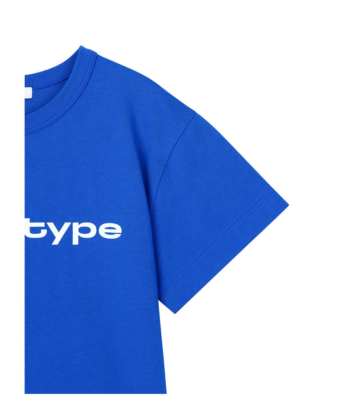 로타입(ROUGHTYPE) Signature Crop Short-sleeved T-shirt - Blue