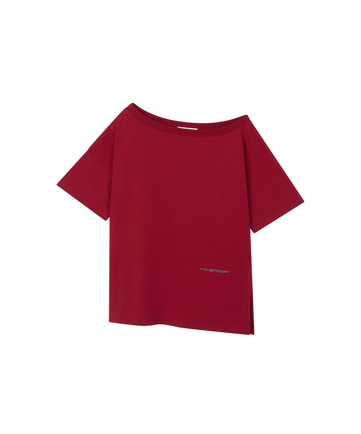 로타입(ROUGHTYPE) Unbalanced Off-shoulder Short Sleeved - Burgundy