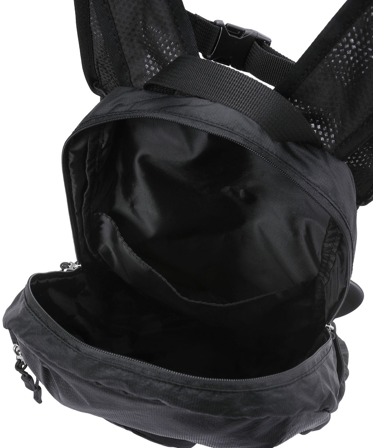 하나히(HANAHI) Double diagonal zipper backpack BLACK