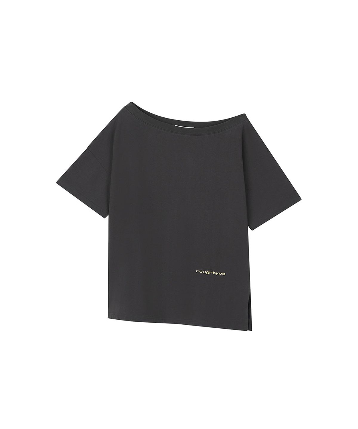 로타입(ROUGHTYPE) Unbalanced Off-shoulder Short Sleeved - Charcoal
